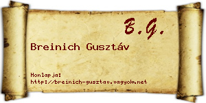 Breinich Gusztáv névjegykártya